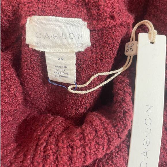 CASLON Women Sweater XS Red Cowl Neck Pullover Long Sleeve Boil Knit Side‎ Slits - Picture 2 of 9